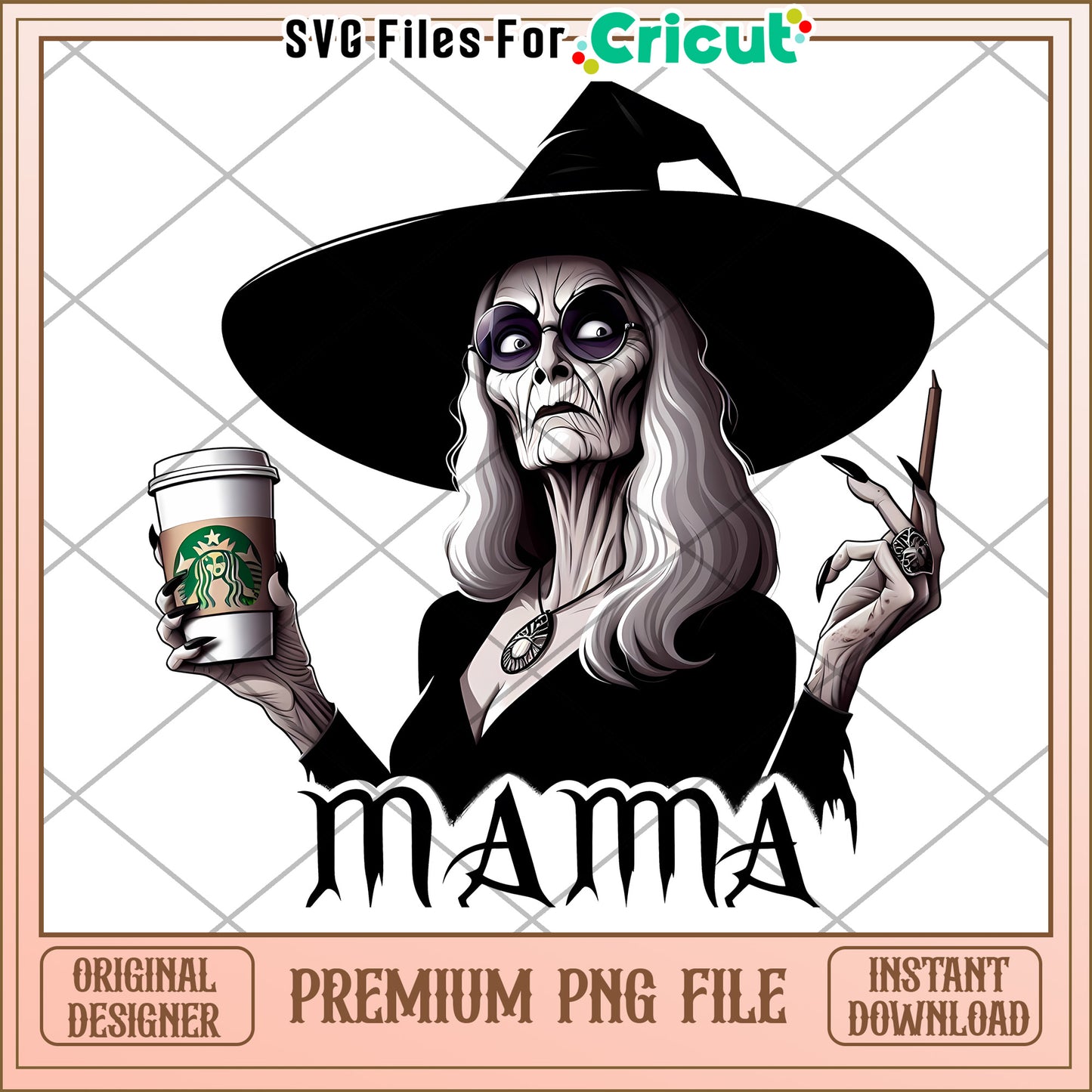 Witch Mama PNG Starbucks Halloween Design