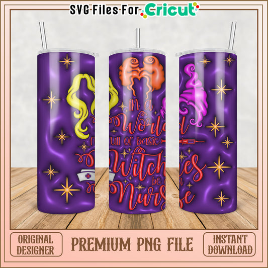Witch Nurse Tumbler PNG Sublimation Design