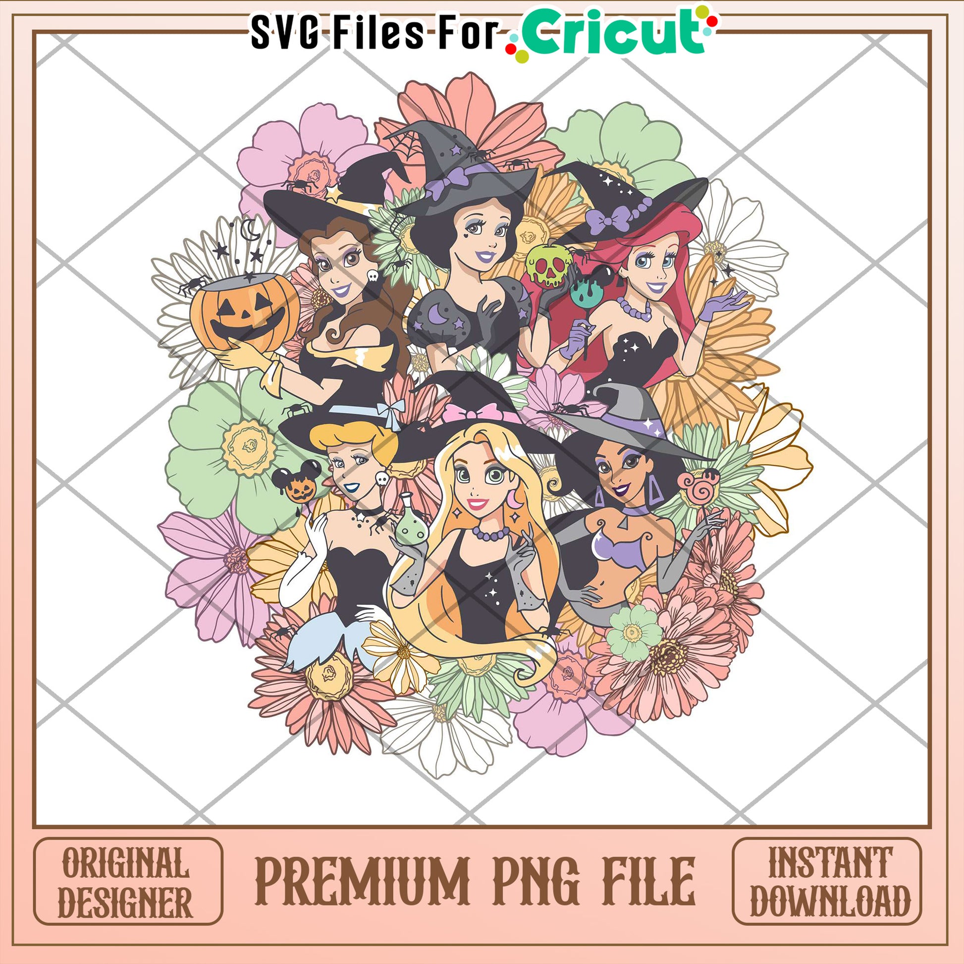 Witchy Princesses Halloween PNG File for Cricut Crafts Download