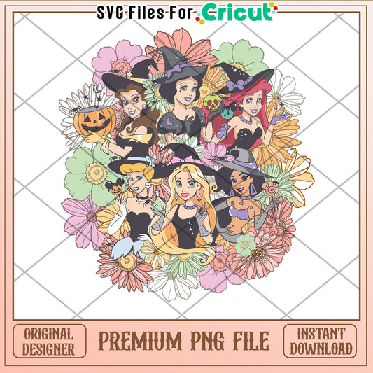 Witchy Princesses Halloween PNG File for Cricut Crafts Download