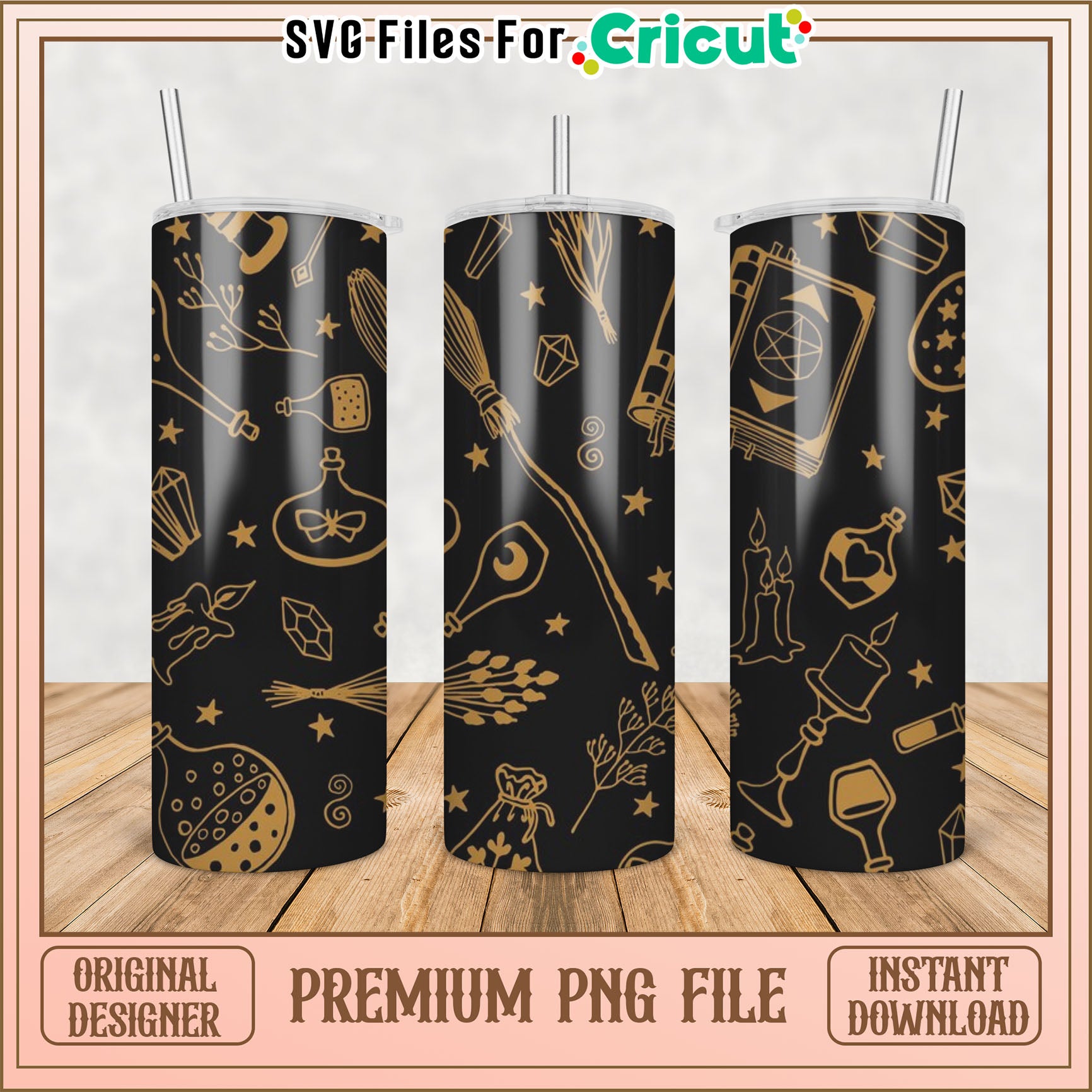 Witchy Tumbler PNG Sublimation Design