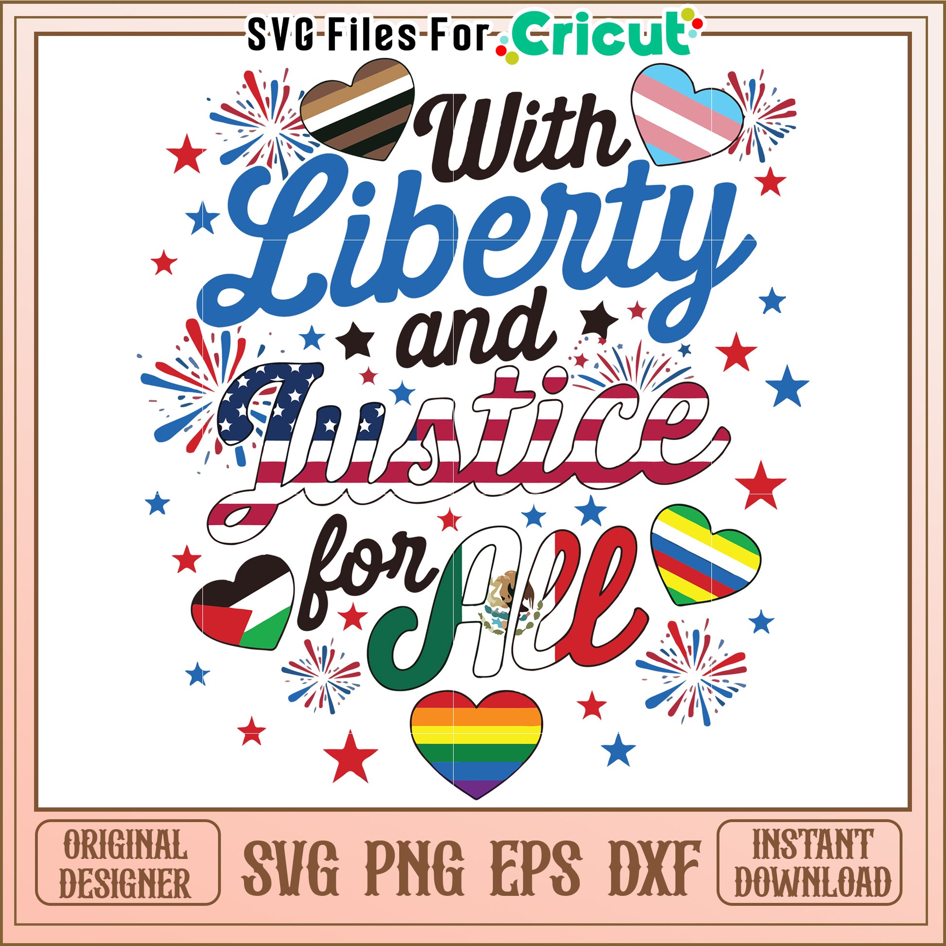 With liberty and justice for all svg, patriotic american quote svg, usa freedom design svg
