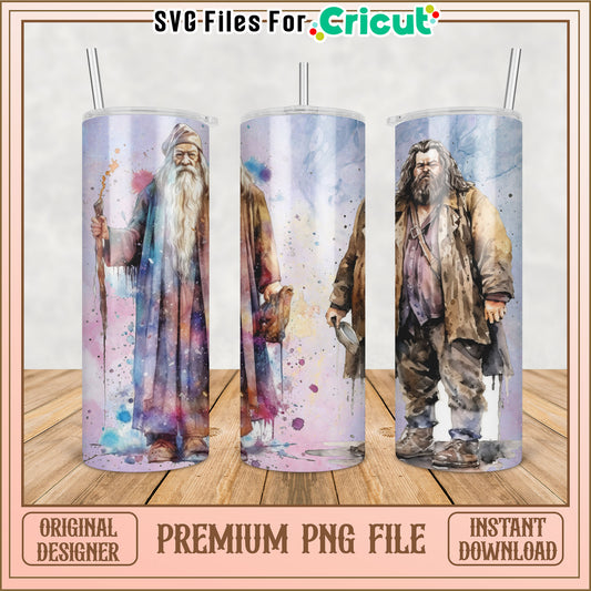 Wizard Watercolor Tumbler PNG