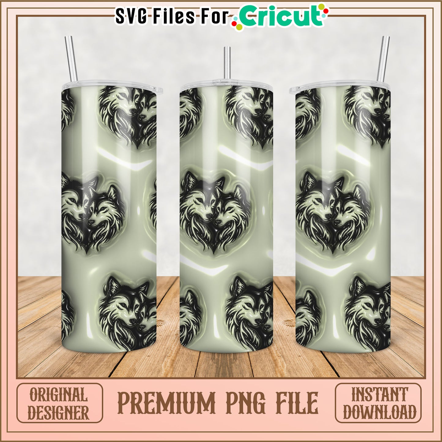Wolf Tumbler PNG Sublimation Design
