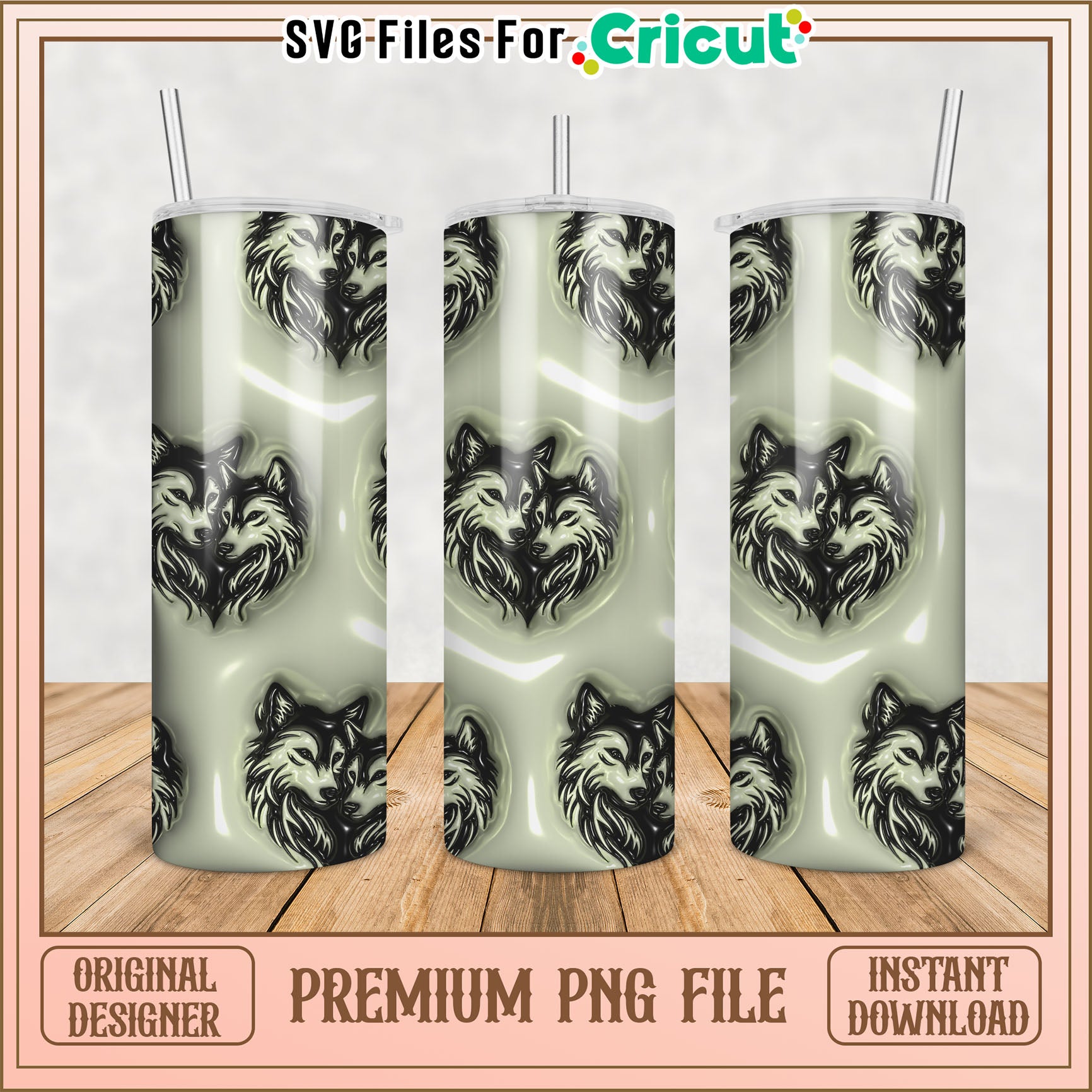Wolf Tumbler PNG Sublimation Design