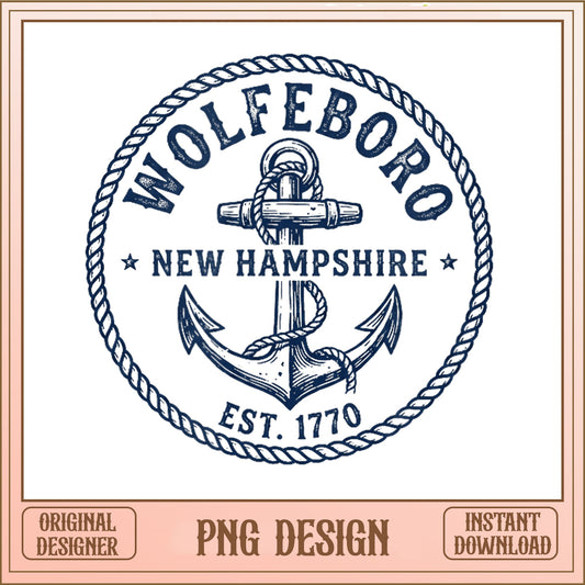 Wolfeboro New Hampshire PNG, Anchor Nautical PNG, Vintage City PNG
