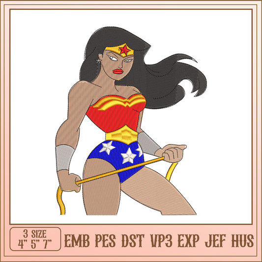 Wonder Woman Embroidery Design - 3 Sizes