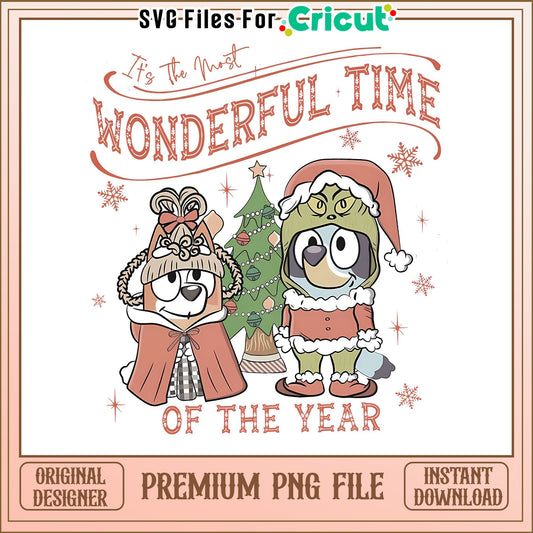 Wonderful Time of the Year Christmas PNG Design, Instant Download