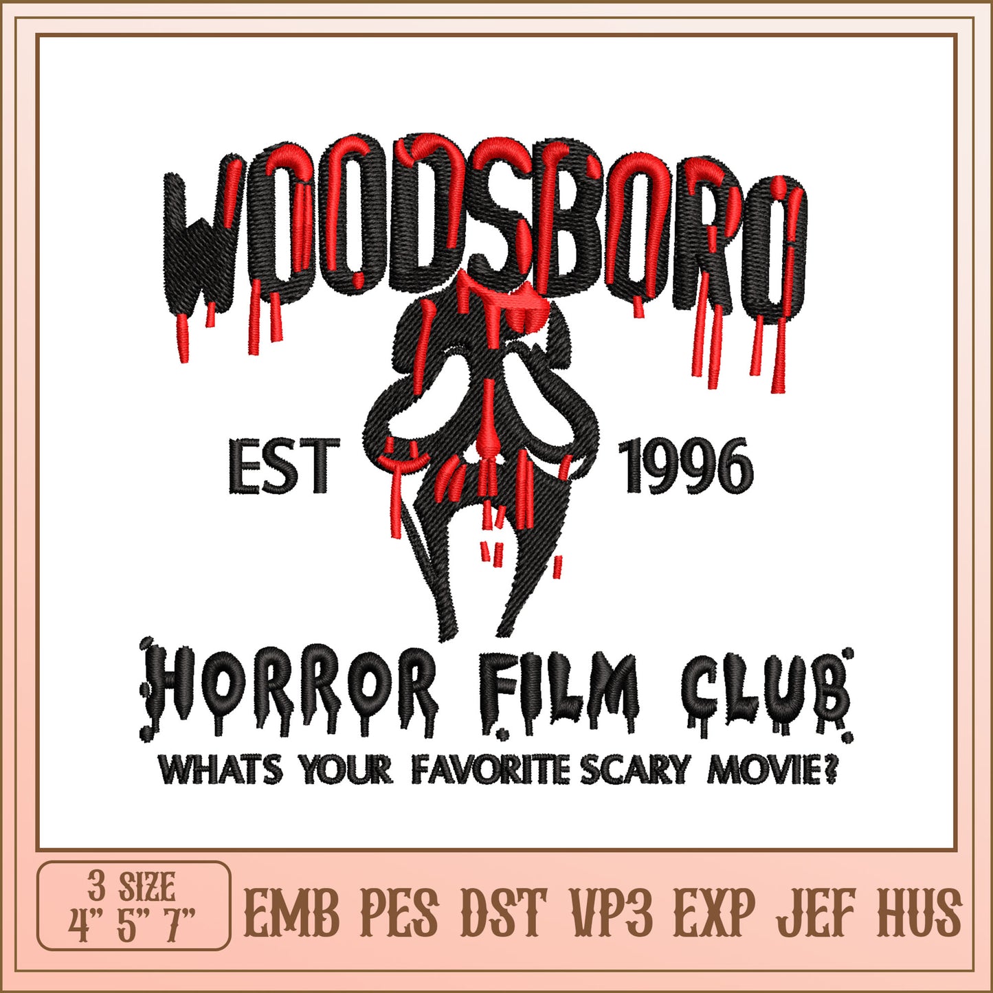 Woodsboro Horror Film Club Embroidery