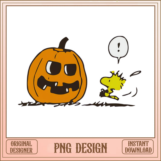 Woodstock Halloween Pumpkin PNG, Snoopy Halloween PNG, Peanuts PNG