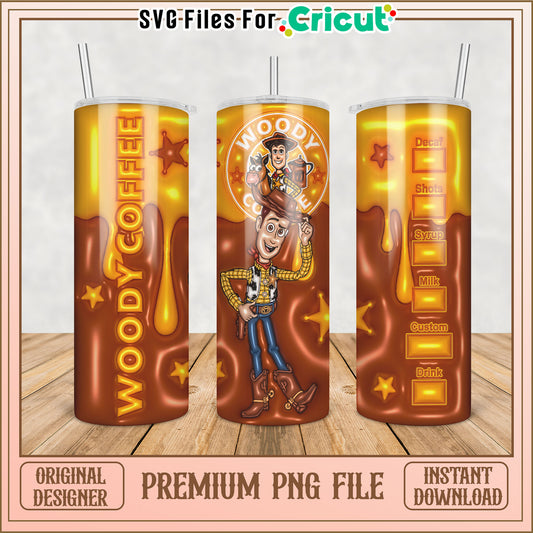 Woody Coffee Tumbler PNG File for Cricut Instant Download Design