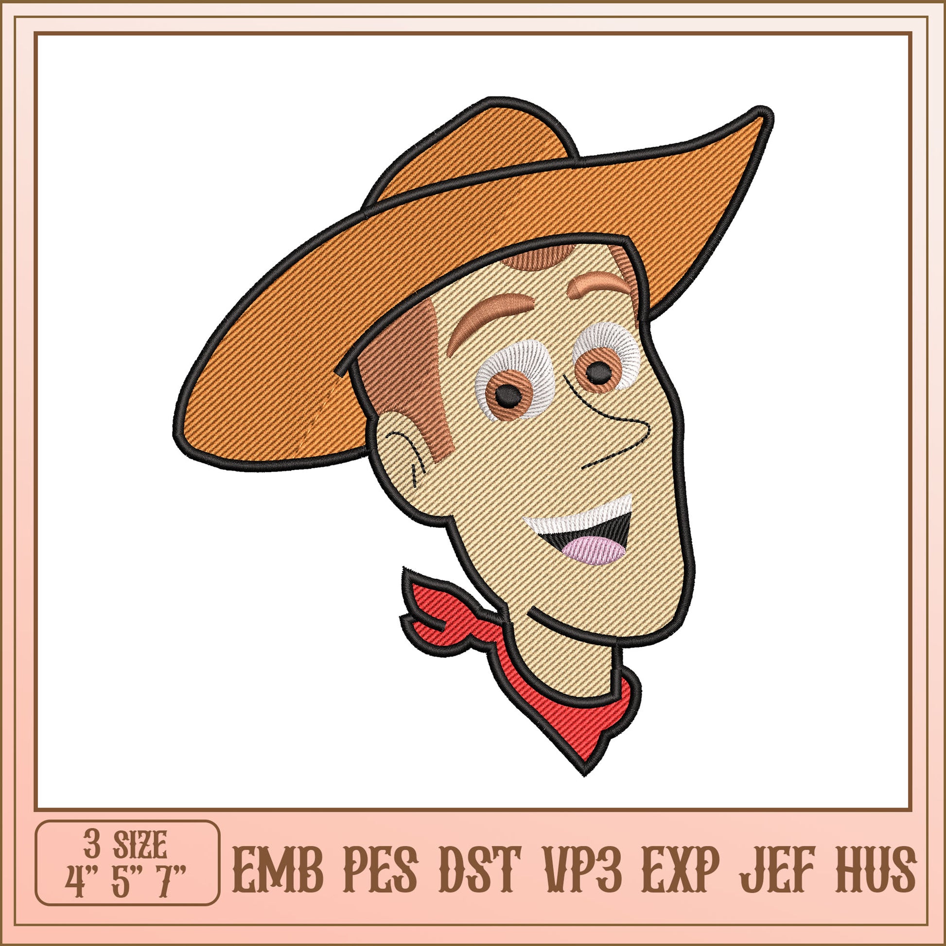 Woody Embroidery Design - 3 Sizes