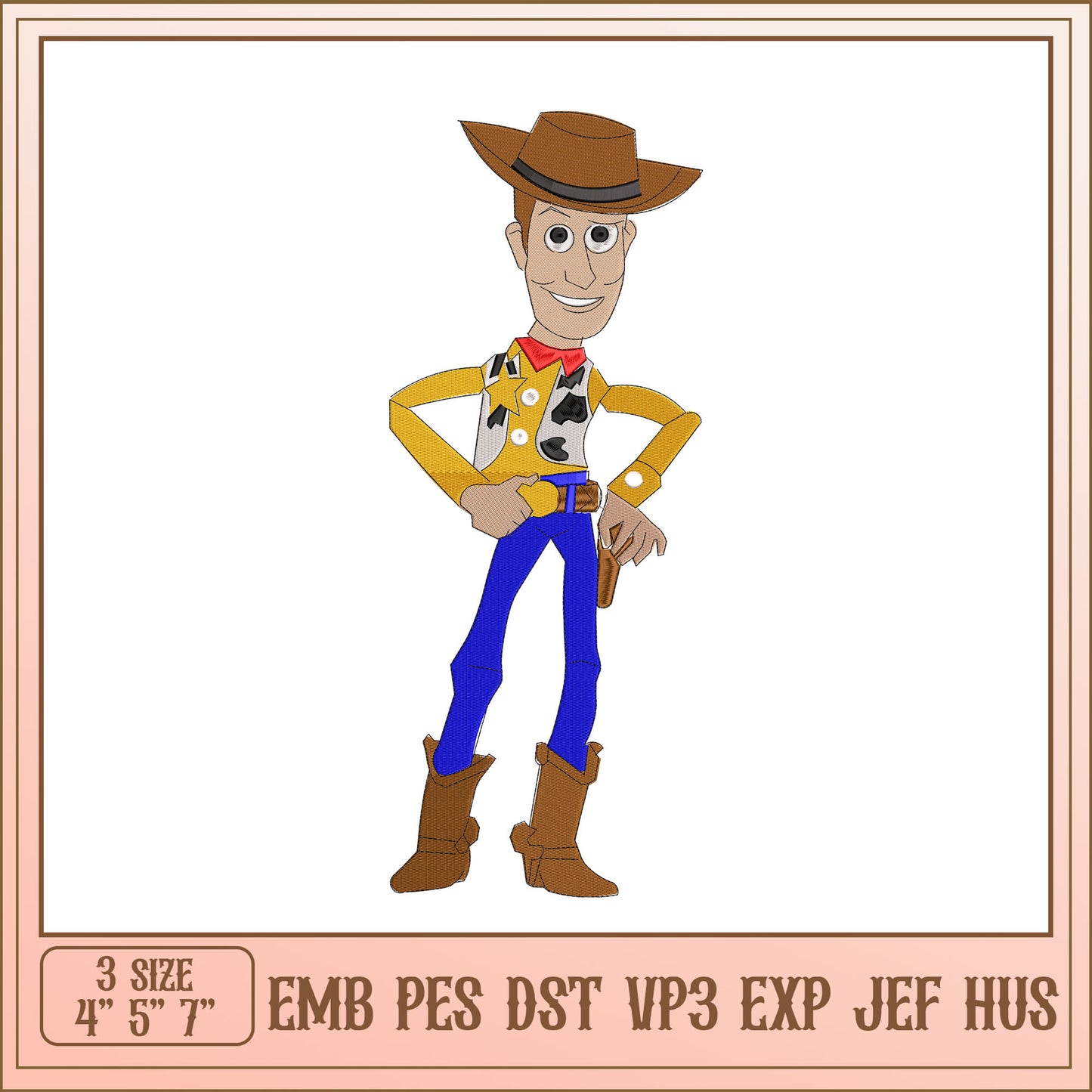 Woody Embroidery Design 3 Sizes