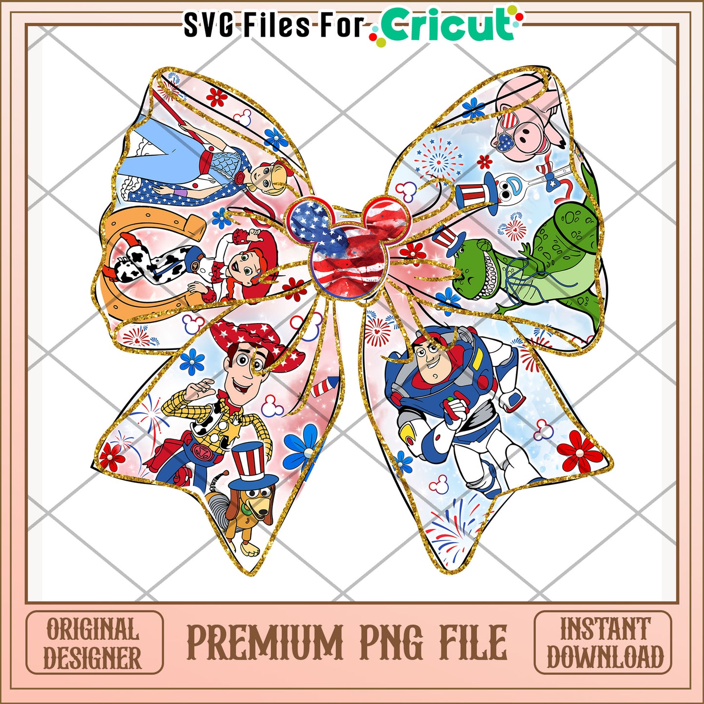 Woody and his friends png, independence day png, disney character png