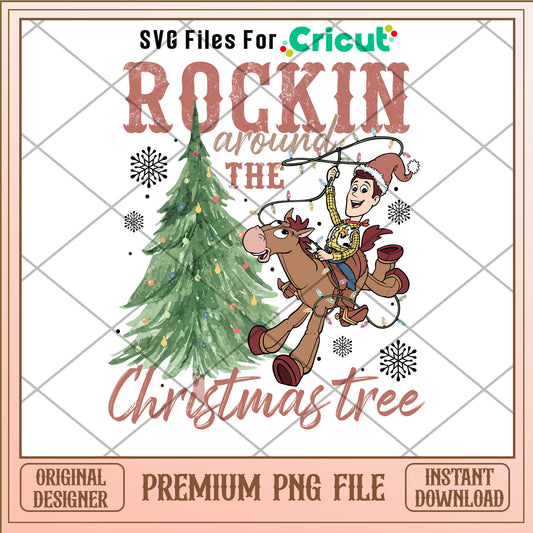 Woody rockin around the christmas tree png, toy story png