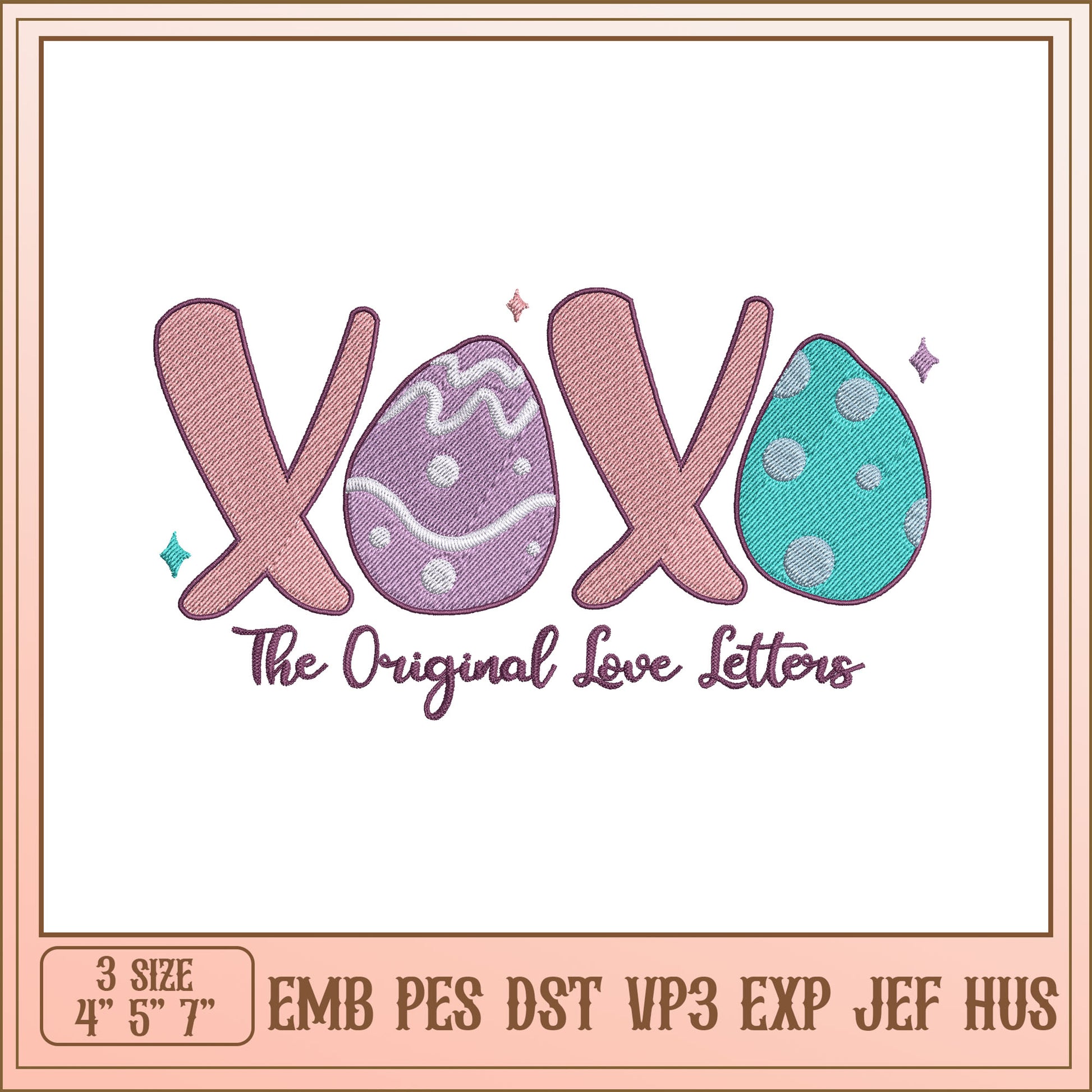 XOXO Easter Eggs Embroidery Design