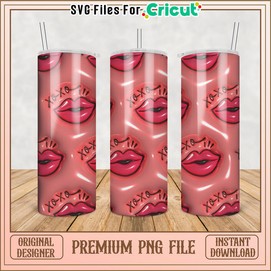 XOXO Lips Tumbler PNG Design Download