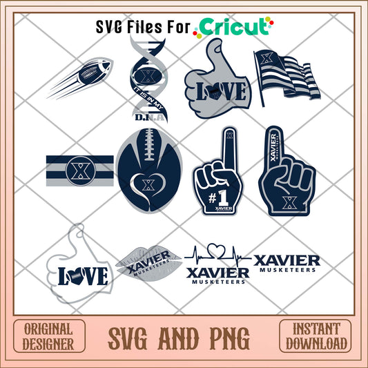 Xavier Musketeers hand svg, Xavier Musketeers svg bundle, NCAA svg