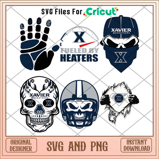 Xavier Musketeers skull svg, Xavier Musketeers svg bundle, NCAA svg