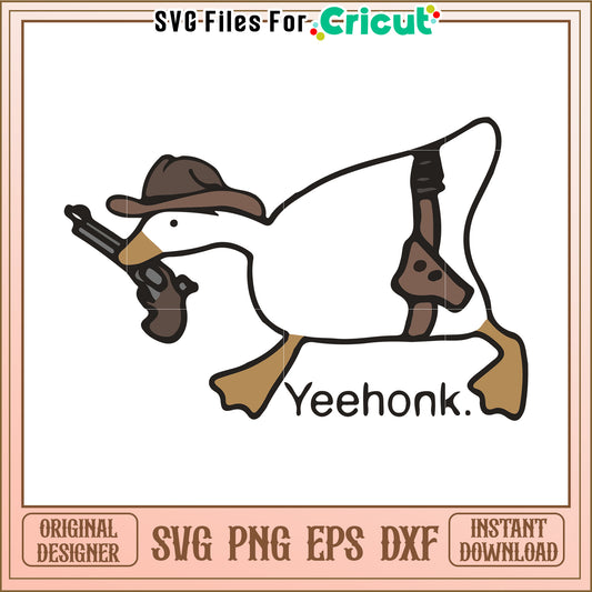 Yeehonking Duck with Cowboy Hat and Gun, Perfect for Fun Decor