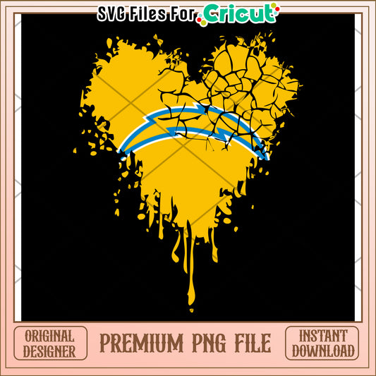 Yellow Heart Design with Blue Lines, Perfect for Cricut Projects