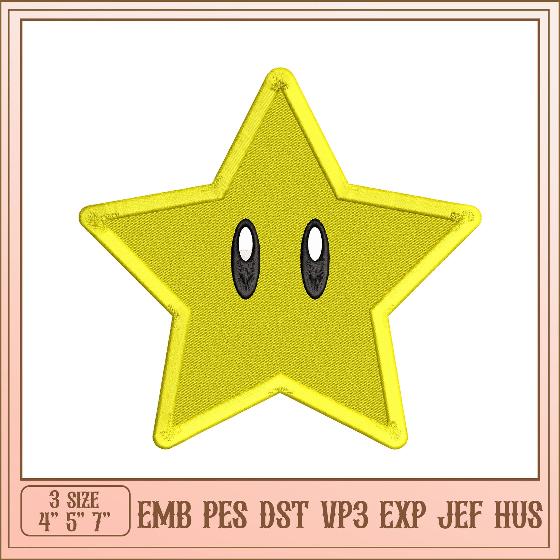 Yellow Star Embroidery Design