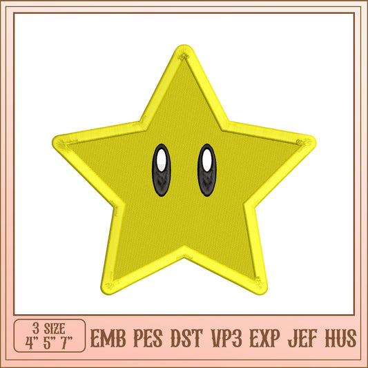 Yellow Star Embroidery Design