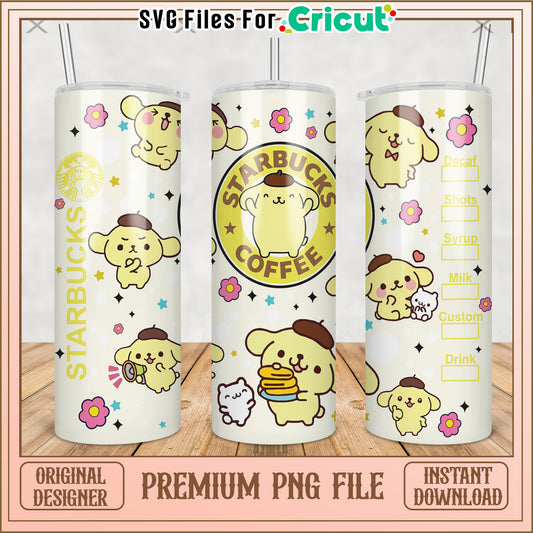 Yellow dog tumbler png, cute cartoon png, hello kitty​ png