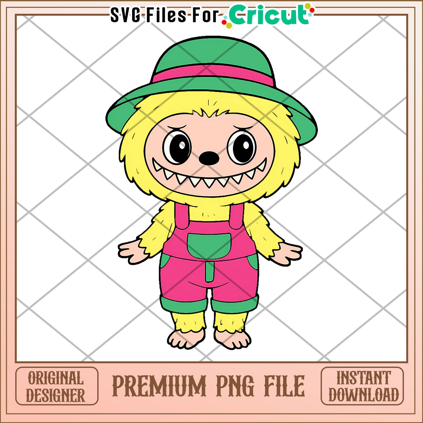 Yellow labubu and green hat png, labubu cartoon png, labubu characters​​ png