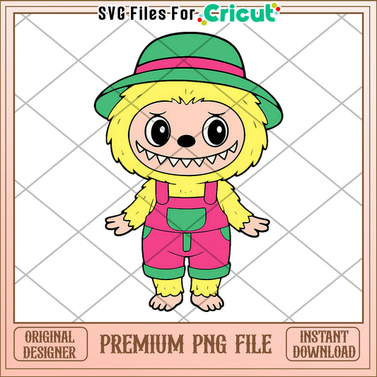 Yellow labubu and green hat png, labubu cartoon png, labubu characters​​ png