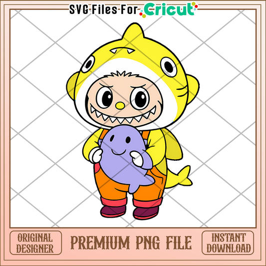 Yellow labubu shark png, labubu candy png, pop mart labubu dolls​​ png