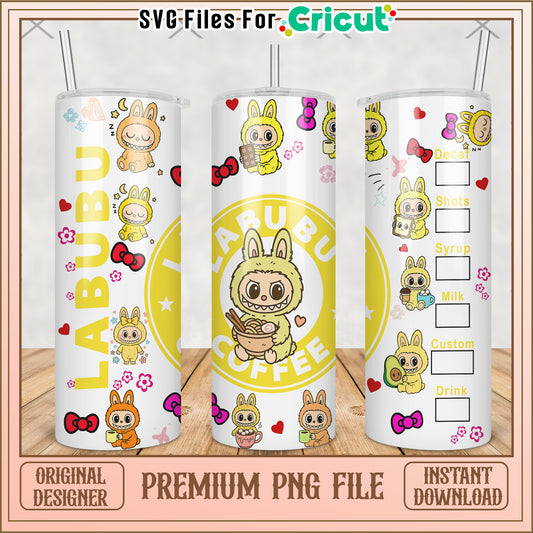 Yellow labubu tumbler png, cute labubu png, labubu popmart png (2)