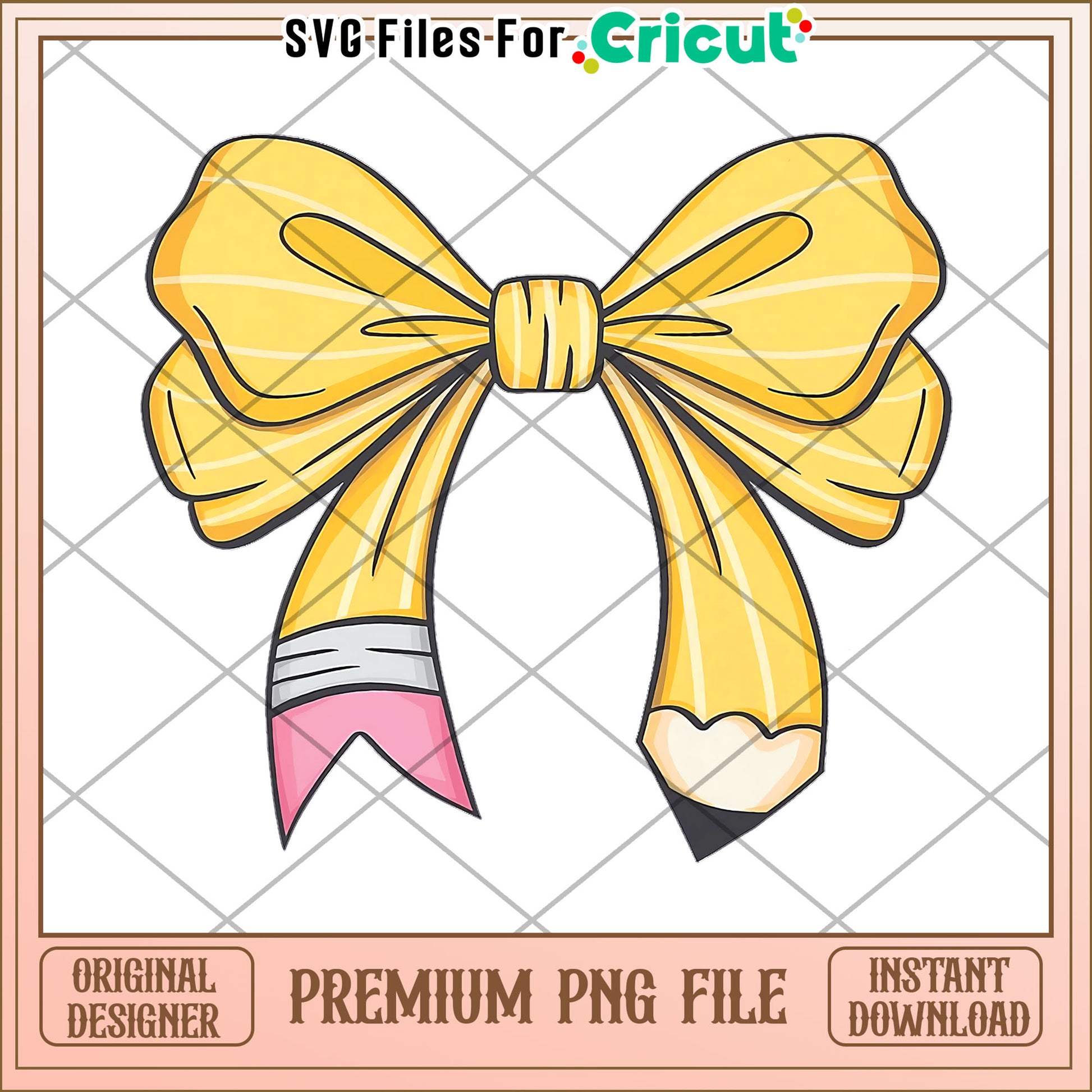 Yellow pencil bowtie png, cute stationery design png, back to school items png