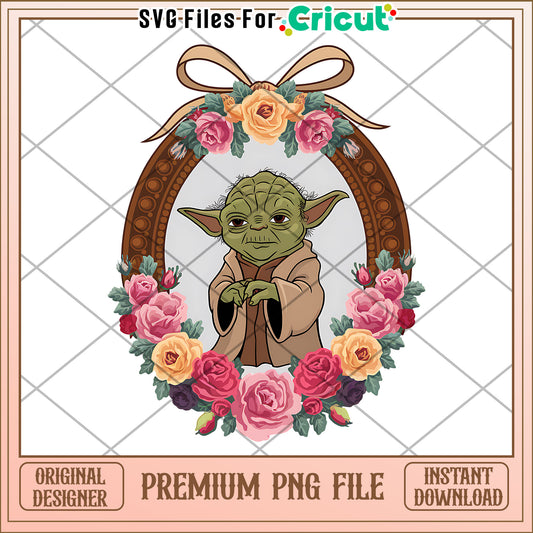 Yoda Floral PNG Design for Instant Download, Premium Quality Artwork