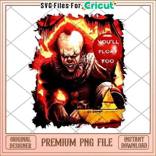 You'll float too png, halloween​ design​ png, halloween costume​ png