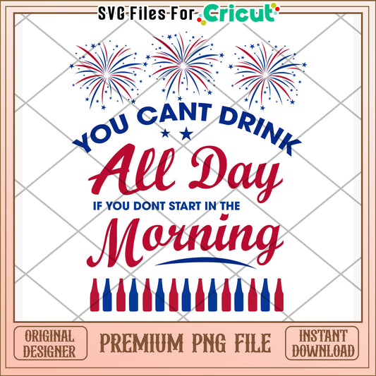 You can't dink all day if you don't start in the morning png, funny drinking quote png