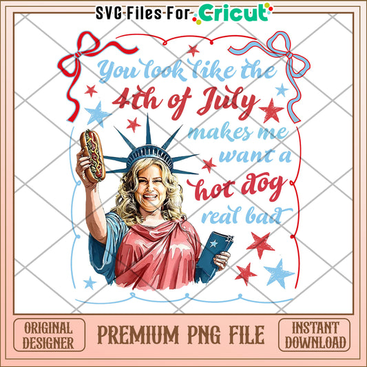 You look like 4th of july makes me wanna hot dog real bad png, independence day png