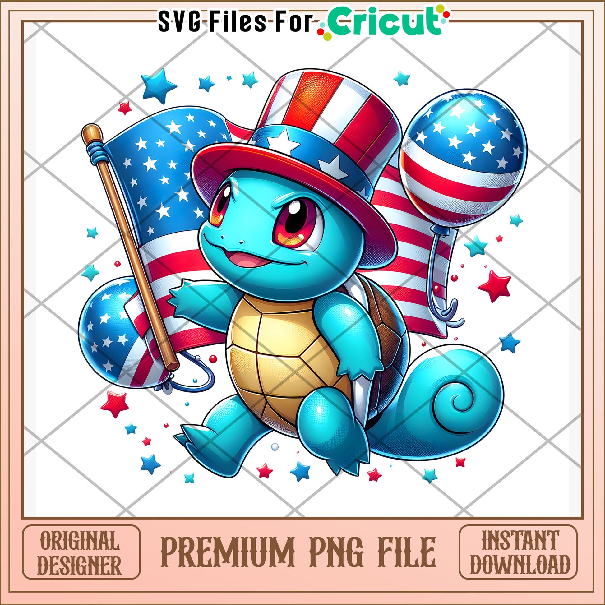 Zenigame cute character png, independence day png, 4th of july png
