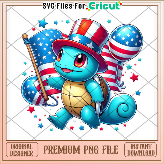 Zenigame cute character png, independence day png, 4th of july png