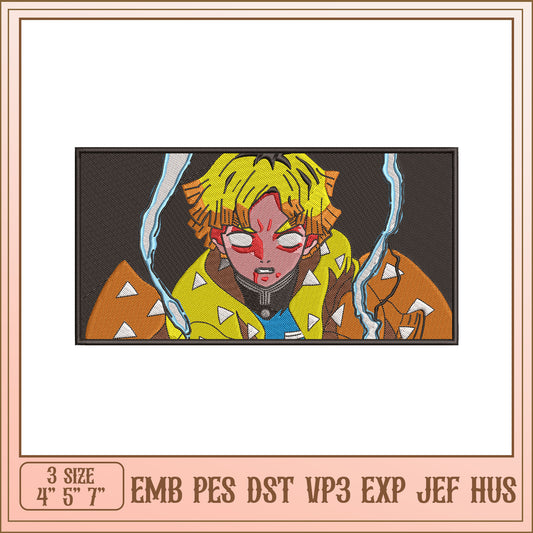 Zenitsu Embroidery Design - 3 Sizes