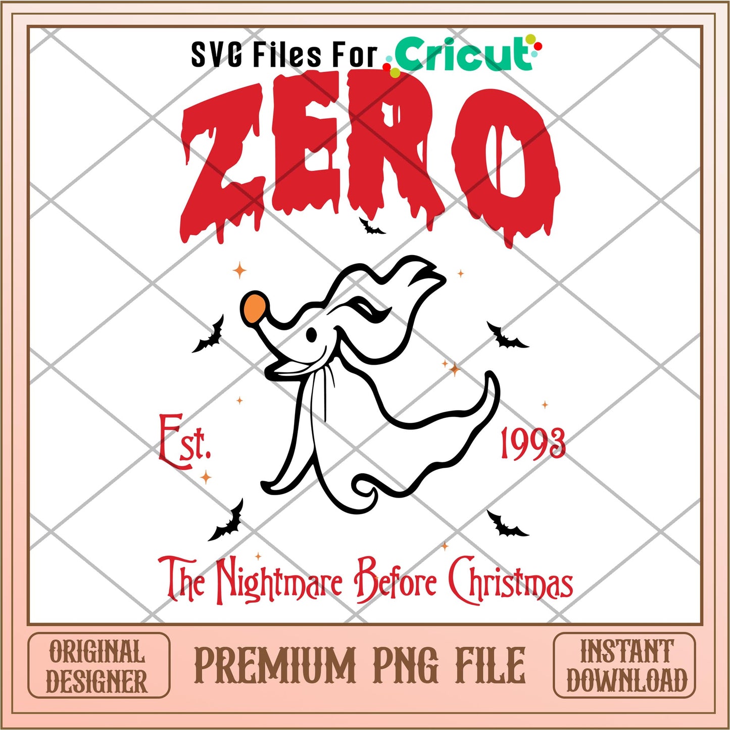 Zero est 1993 The Nightmare Before Christmas png, Nightmare before christmas png, digital download