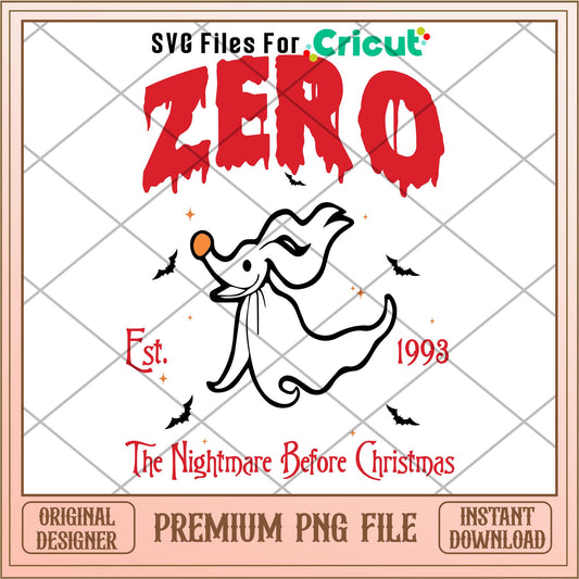 Zero est 1993 The Nightmare Before Christmas png, Nightmare before christmas png, digital download