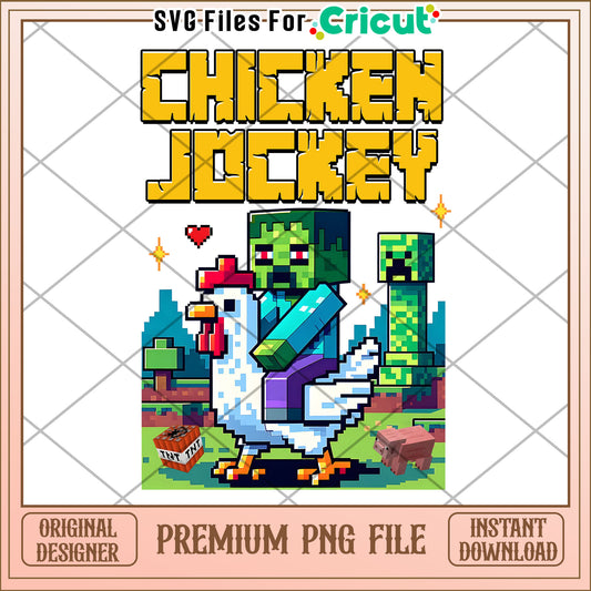 Zombie rides a chicken png, mindcraft games​ png, mindcraft chicken​ png