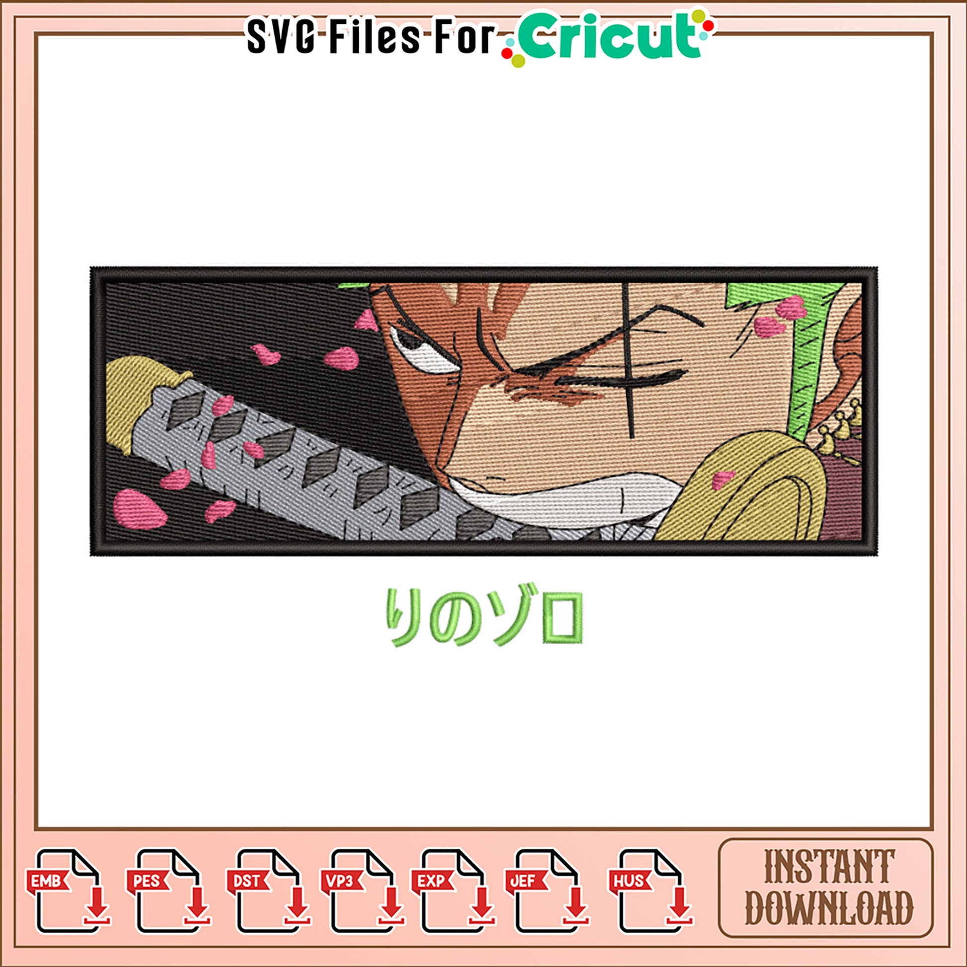 Zoro Embroidery Design Instant Download