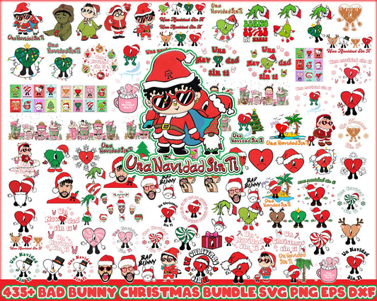 Bad bunny santa hat christmas bundle svg, bad bunny christmas​ svg