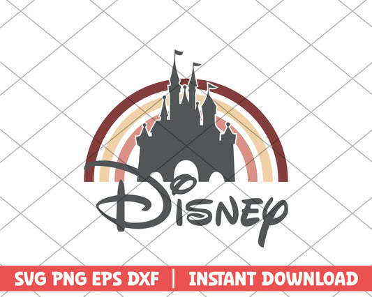 Disney castle and rainbow disney svg
