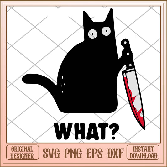 cat with knife svg, halloween Svg, digital download