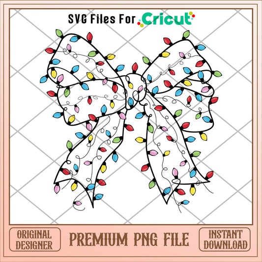 christmas bow light svg, bow light svg, chrismas svg