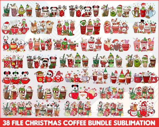 Christmas grinch coffee design bundle png, grinch coffee cup​ png