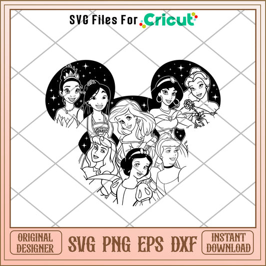 Mickey head x disney princess SVG